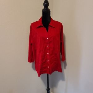 🌹St. John's Bay Red 3/4 Sleeve Top 1X Like New!!